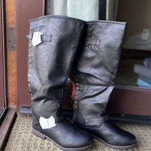 Brinley Co Black Spokane Wide Calf Boots